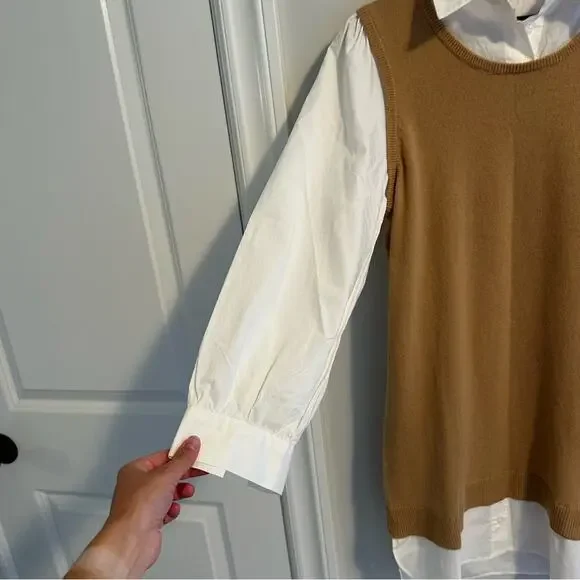 Tuckernuck Tyler Boe Tan Camel Cashmere White Long Sleeve Mini Dress XS - Picture 11 of 12